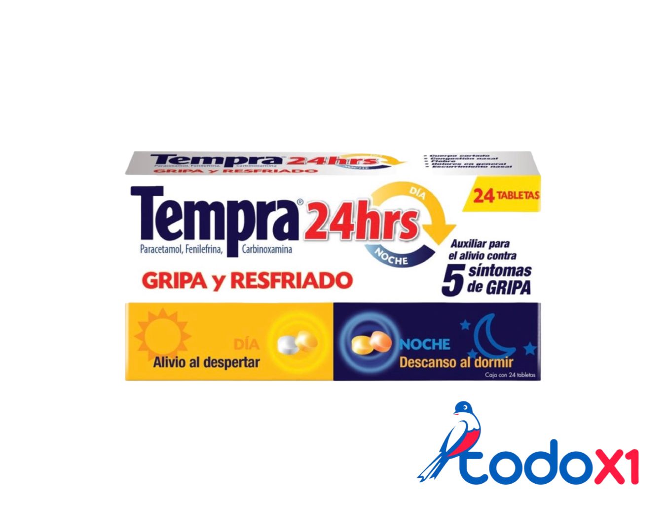 todox1_farmacia138 Tempra amarillo 24tabletas - Imagen 1