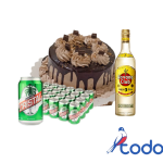 Cake de merengue + caja de cerveza + botella de havana club 3 años 700ml