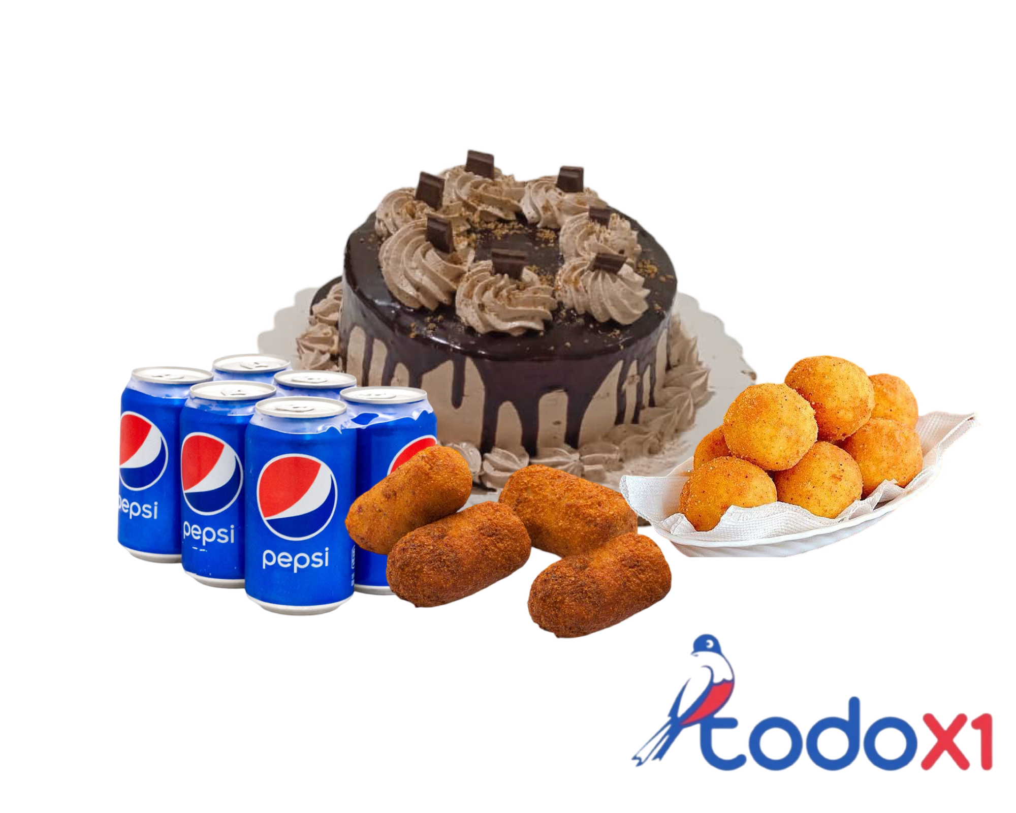 img_0355 Cake de merengue + 10 bolitas de queso + 10 croquetas + 6 refrescos - Imagen 1