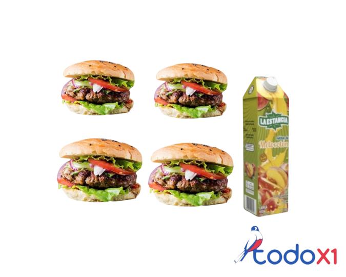 132412 Oferta de 4 hamburguesa naturales +1 caja de jugo 1litro - Imagen 1