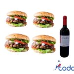 Oferta de 4 hamburguesas naturales+ 1 botella de vino tinto 750ml