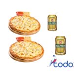 Oferta de 2 pizzas de queso + 2 liquidos