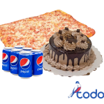 Cake de merengue + pizza familiar de jamón + 6refresco