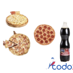 Oferta de 1pizza de queso+1pizza de jamon+1pizza de chorizo +1pomo de refresco 1.5litro