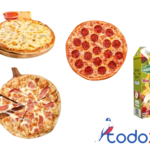 Oferta de 1pizza de queso+1pizza de jamon+1pizza de chorizo + 1caja de jugo 1litro