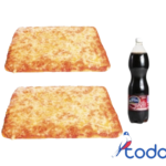 Oferta de 2 pizzas familiares de queso +1 pomo de refresco 1.5litros