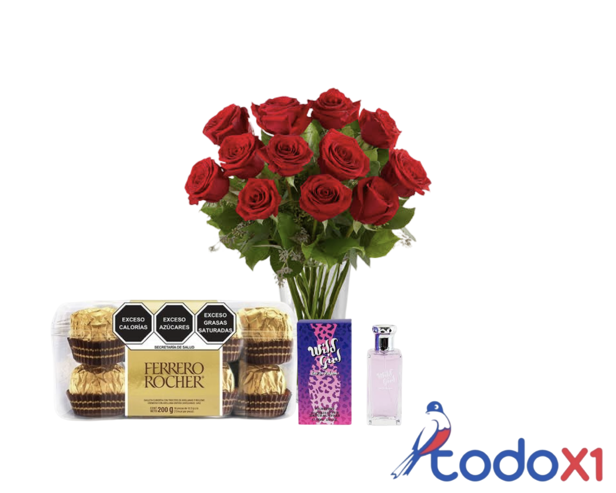 img_8415 Ramo de 10 rosas rojas + estuche de bombones ferrero (16 unidades) + pomo de perfume 100ml - Imagen 1