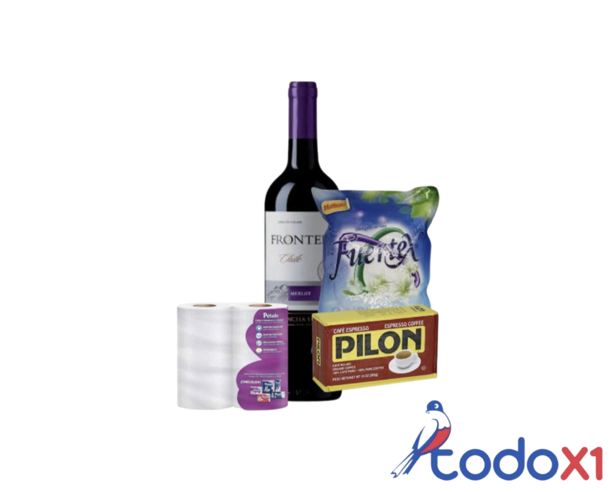 img_8417 Botella de vino tinto 750ml + paquete de detergente 400g + paquete de café 284g + estuche de papel sanitario - Imagen 1