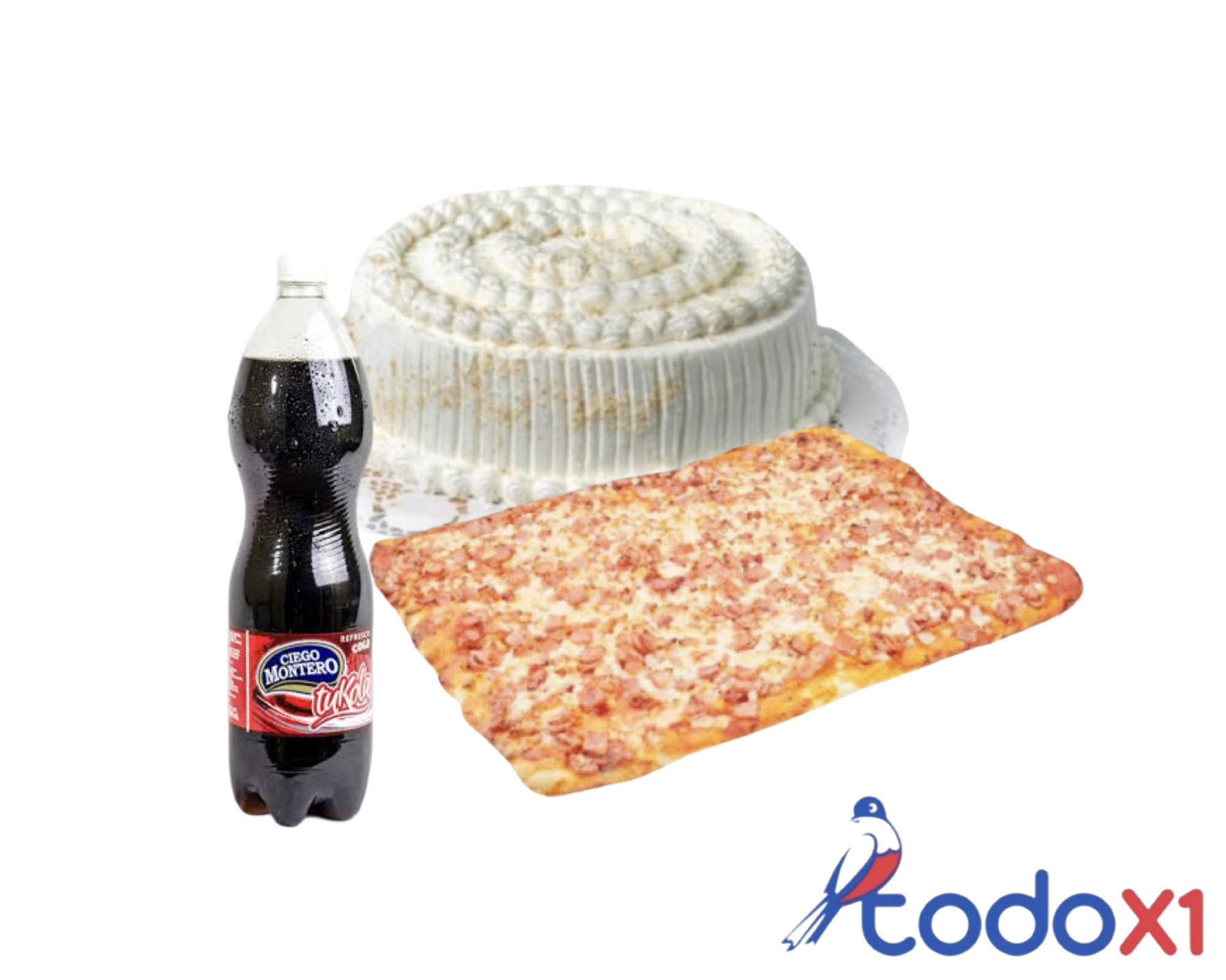 img_8442 Cake de merengue + pizza familiar de jamón + pomo de refresco 1.5litro - Imagen 1