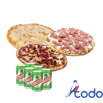 Oferta de 1pizza de queso+1pizza de jamon+1pizza de chorizo+6cervezas