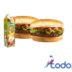 Oferta de 2 hamburguesas angus + 1 caja de jugo de 1litro