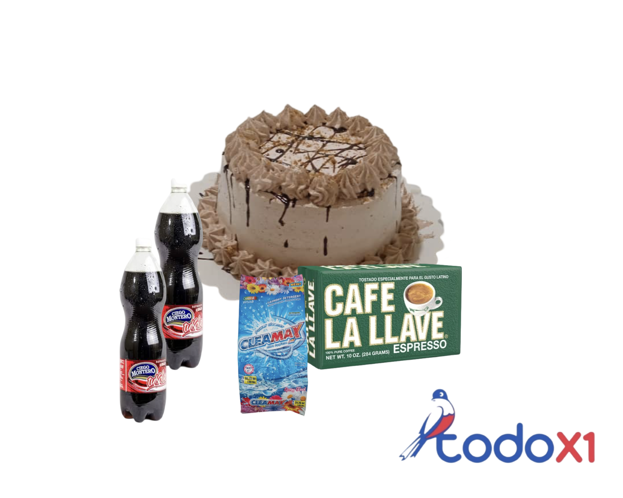 img_9610 Cake de merengue + paquete de café la llave + 2pomos de refrescos + paquete de detergente de 400g - Imagen 1